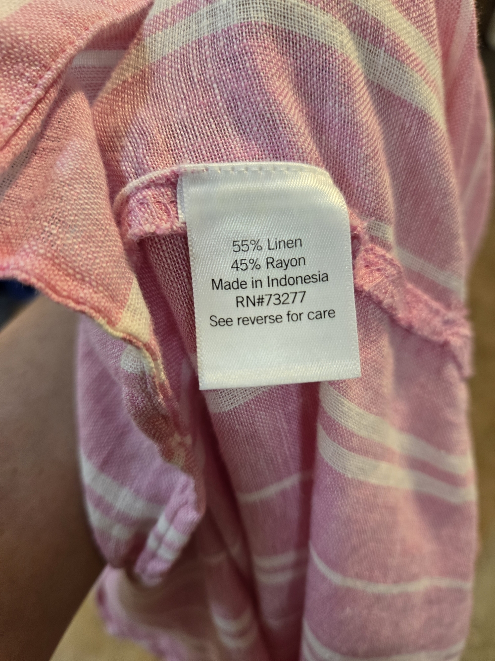 Sonoma Pink and White Striped Button-Down Shirt - Picture 4 of 6